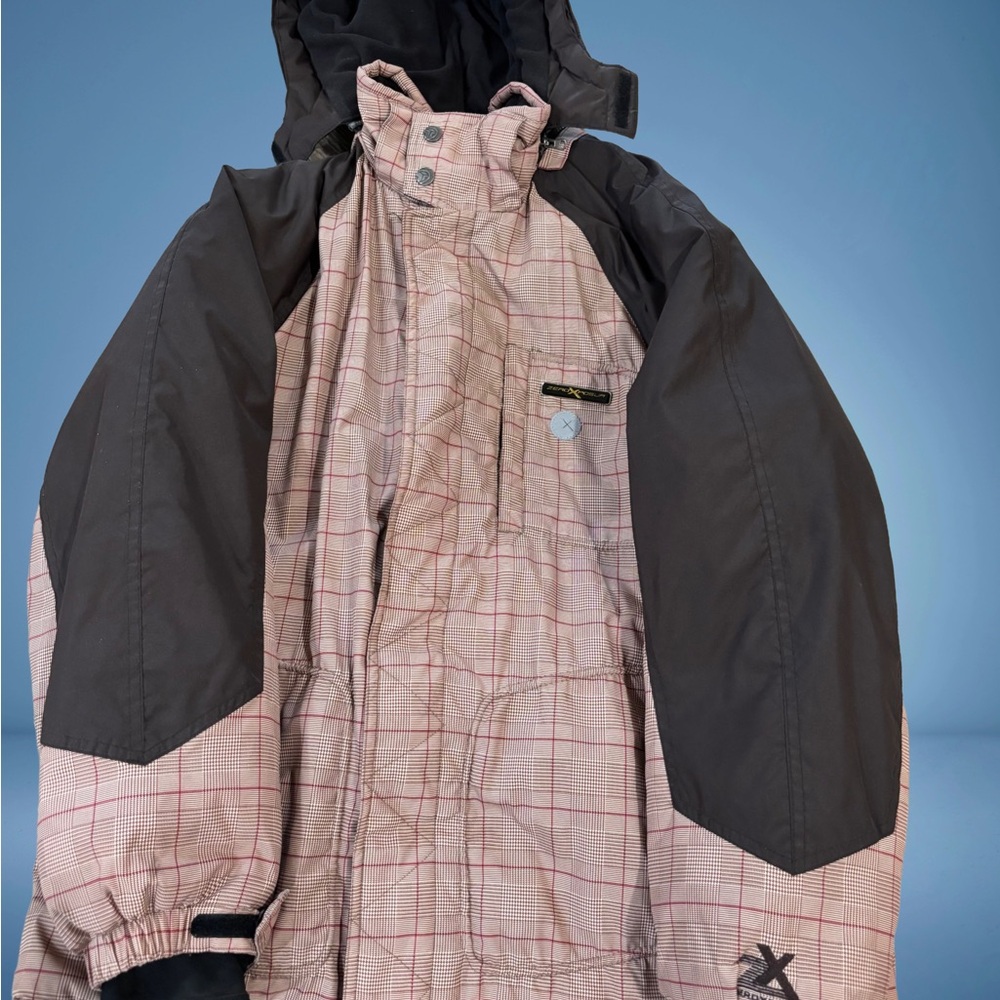 Plaid Hooded Jacket with Black Sleeves